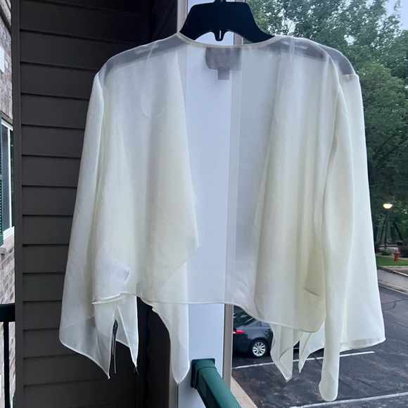 🆕 Alex Evenings Ivory Chiffon Shrug Jacket Top for Dress Cardigan Size XL - Picture 8 of 11